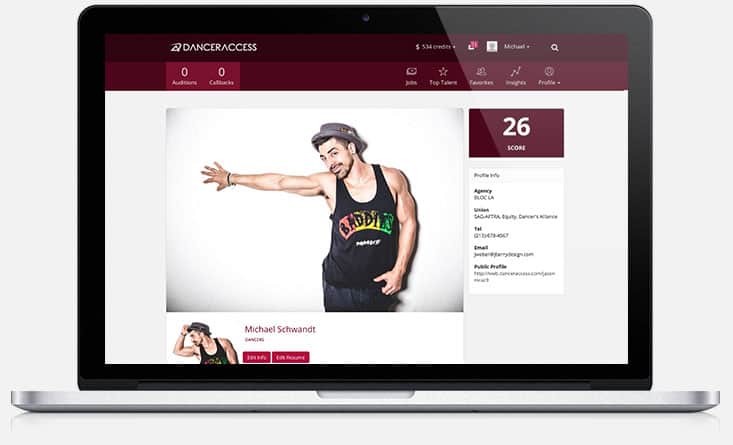 Danceraccess Profile Page