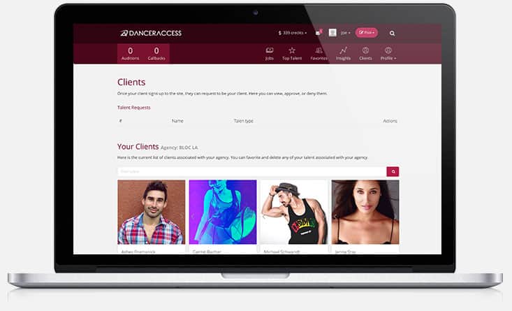Danceraccess Client Agents page